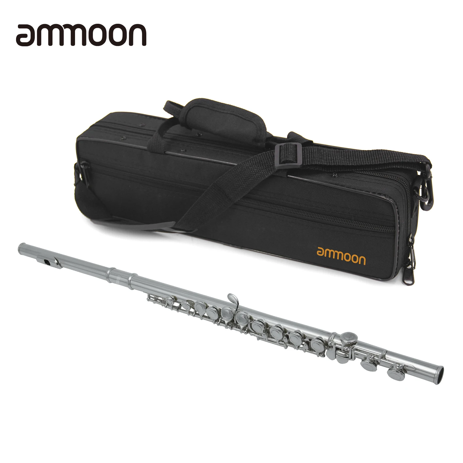

ammoon Flute Closed Hole C Flute 16 Keys Cupronickel Woodwind Instrument with Carry Case Cleaning Cloth Gloves for beginner