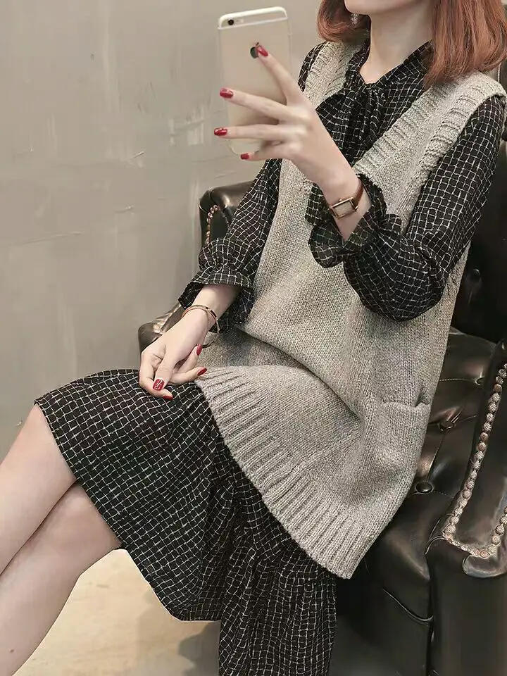 Женские комплекты одежды Осень зима 2019 Новый элегантный женский длинный тонкий