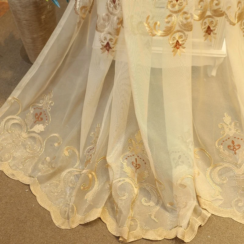 

Luxury Light High-end New Jacquard Embroidery Curtains for Living Room Bedroom Dining Room Curtains Tulle Luxury Valance Custom
