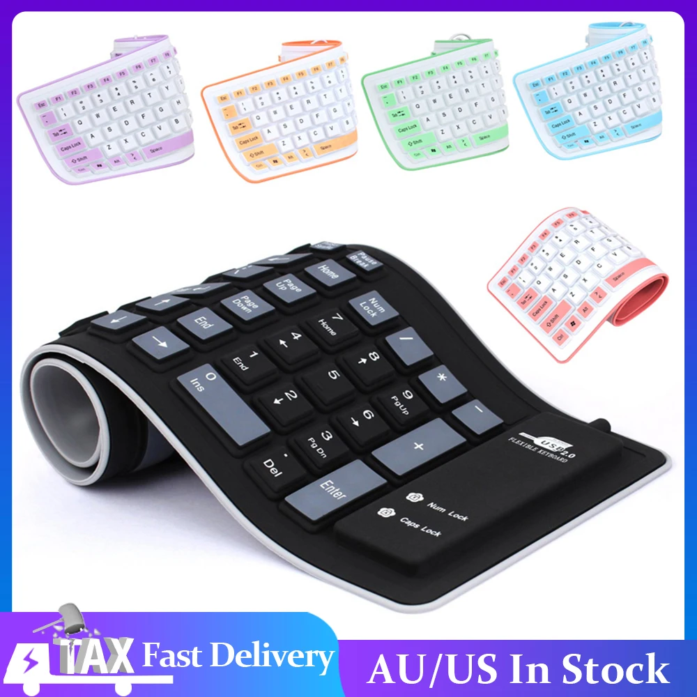 

New Foldable Silicone USB Wired Silicon Flexible Soft Waterproof Roll Up Silica Gel Gamer Keyboard for PC Laptop Notebook