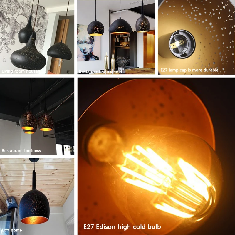 Pendant Led Rust Open Restaurant Bar Cafe Clothing Store Chandelier Retro Art Garden Kitchen Study Bedside Loft Light | Лампы и