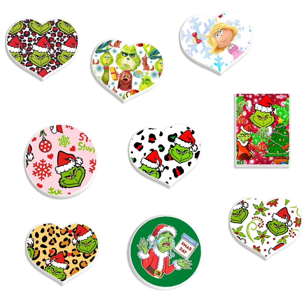

Christmas Cartoon Green Dog Monster Pattern Print Planar Resins 30pcs/lot Printed for DIY Holiday Decoration Crafts Accessories
