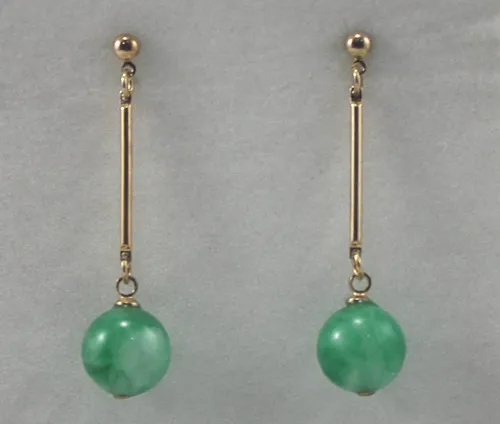 + Оптовая продажа простые 10 мм зеленые серьги с нефритом 5 29|Серьги-подвески| |