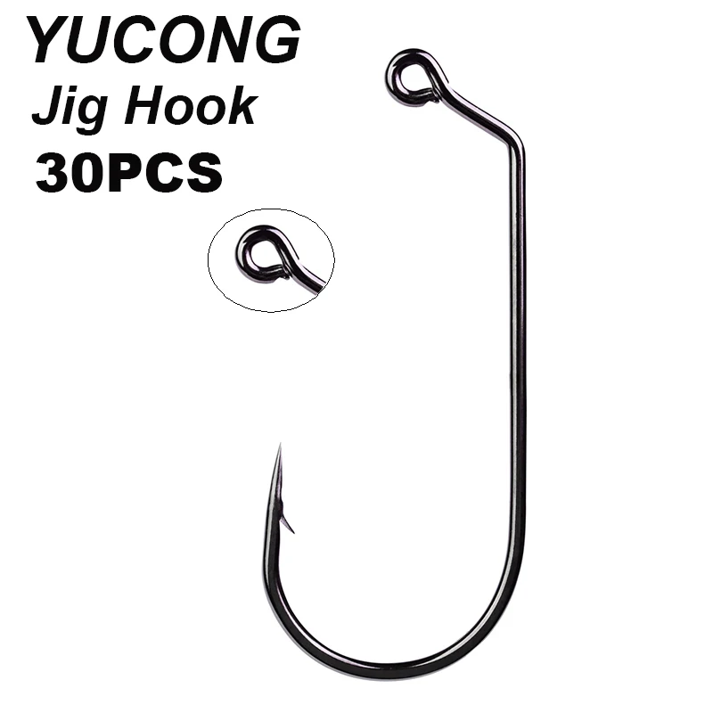 

YUCONG 30PCS/lot Big Series Jig Fishing Crank Hooks 1/0-5/0# Offset Single Fishhooks Fly Saltwater Bass Worm Hooks Carp Fishing