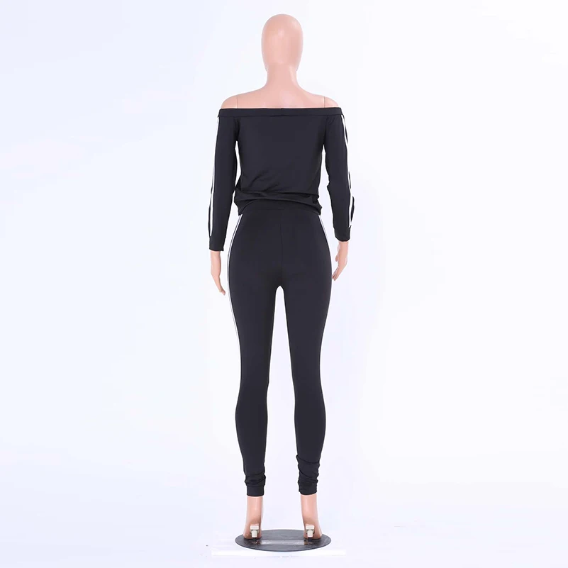 

Fashion Pants Shoulder Solid Confortabe long sleeve Summer Womens 2021 Black Rompers Sexy New Off Loose Long Casual Jumpsuit