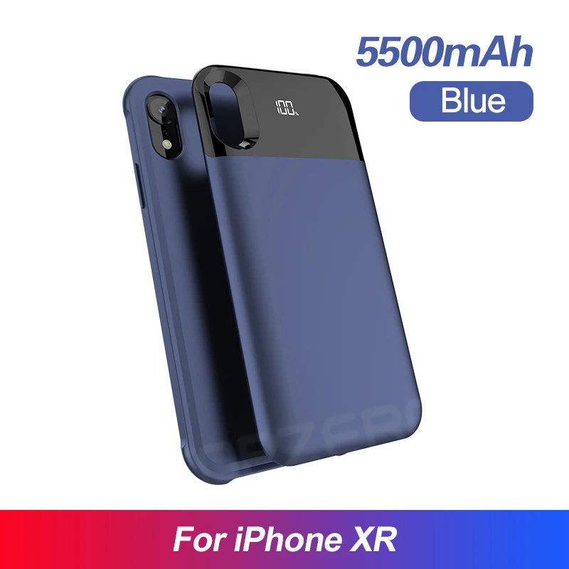 Blue for XR 5500 мАч чехол для батареи для iPhone X XS XR XS MAX портативный светодиодный внешний аккумулятор с разъемным магнитным внешним аккумулятором чехол - Цвет: Blue for XR