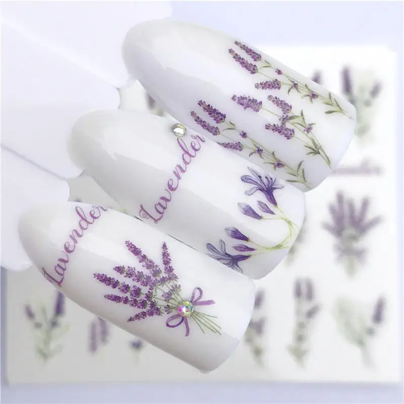 

2021 Maple / Feather / Flower Water Transfer Nail Sticker Decals Beauty Decoration Designs DIY Color Tattoo Tip