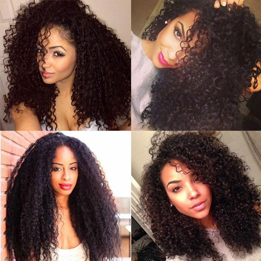 

Kinky Curly 4X4 Lace Closure Wigs for Black Women 150% Density Brazilian Jerry Curly Human Hair Pre Plucked Wigs