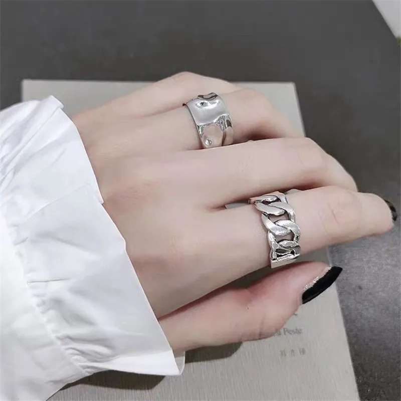 

LAOLOUTIAN Fashion Irregular Concave Convex Gold Silver Color Ring Width Open Finger Ring For Women Men r164