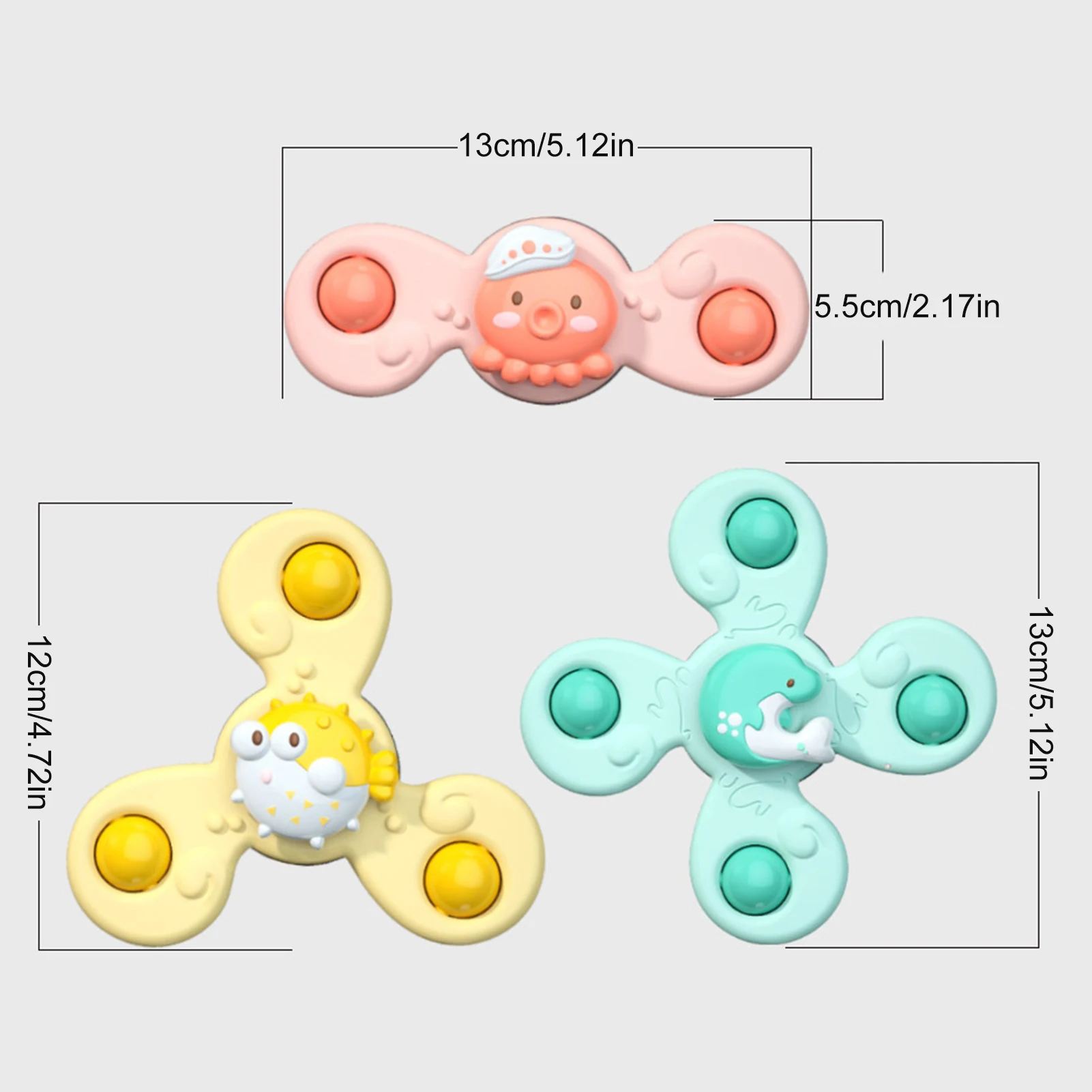 

3PCS Baby Bath Cup Spin Toys Safe Baby Spin Toys Gift For Children Fun Game Hand-eye Ability Sucker Teether Cup Toys