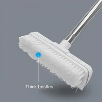 toilet floor brush and wiper integrated toilet cleaning brush for ceramic tile bathroom two in one long handled hard bristled
