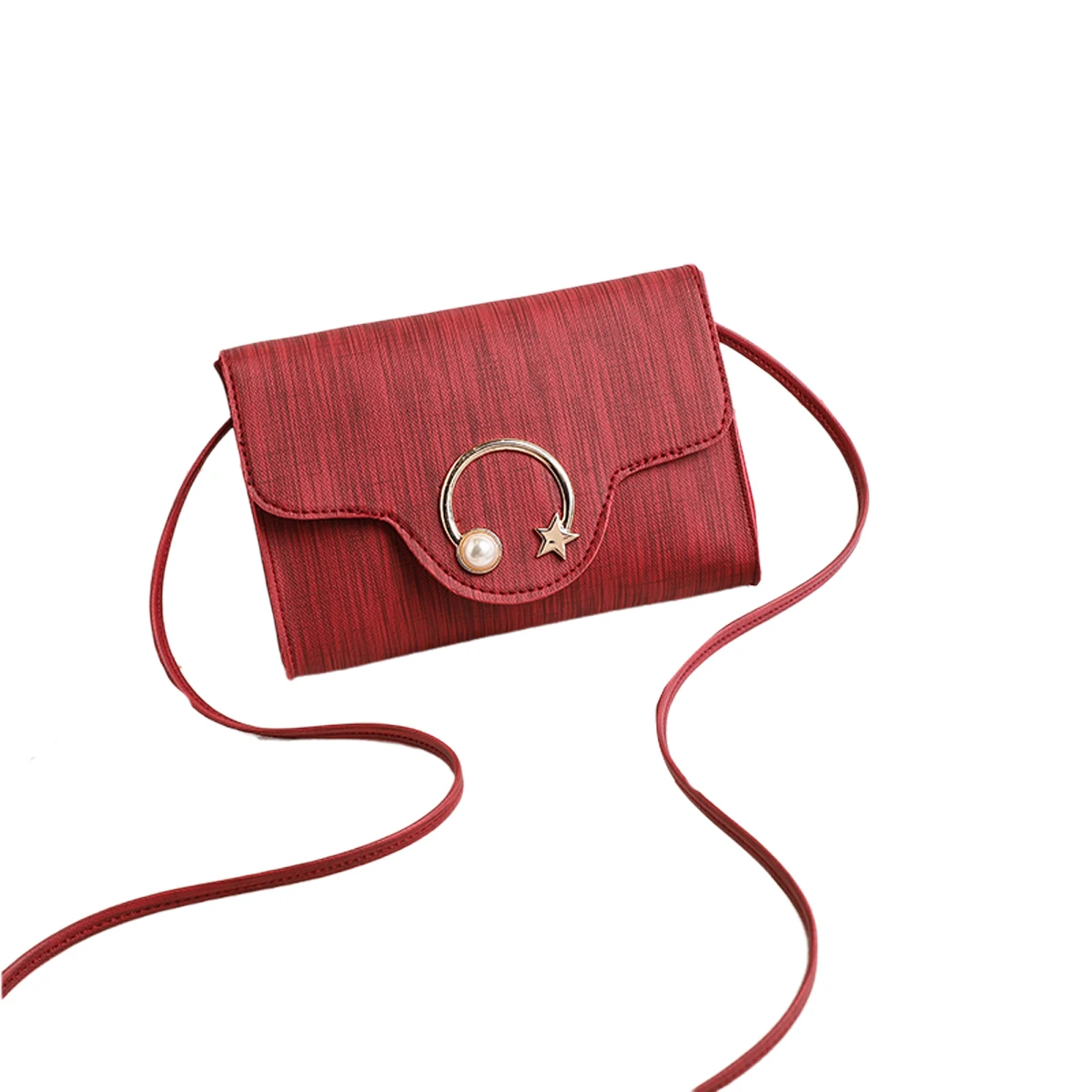 Женская однотонная маленькая квадратная сумка в Корейском стиле украшенная