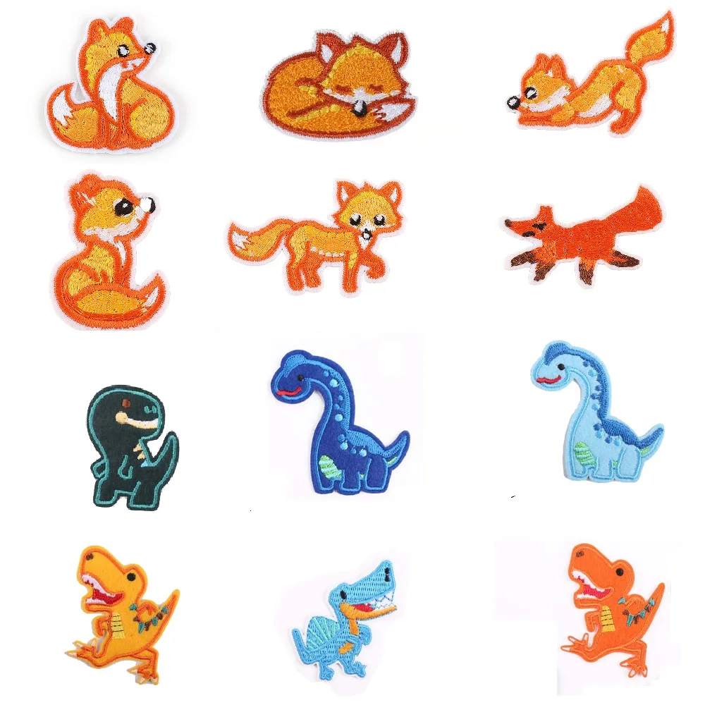 Милая вышитая нашивка с динозавром из мультфильма утюжок для шитья одежды