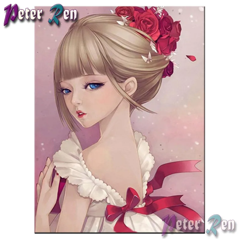 

5d Cartoon pretty girl diamond Painting Cross Stitch full Square\Round Embroidery Rhinestone picture Children's room decoration