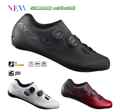 Новые Shimano SH RC701 Углеродные шоссейные велосипедные туфли белые красные SPD SL|Обувь