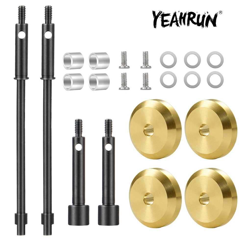 YEAHRUN Steel Stub Axles CVD Joint Drive Shaft with Brass Weights for Axial SCX24 90081 1/24 RC Crawler Car Upgrade Parts