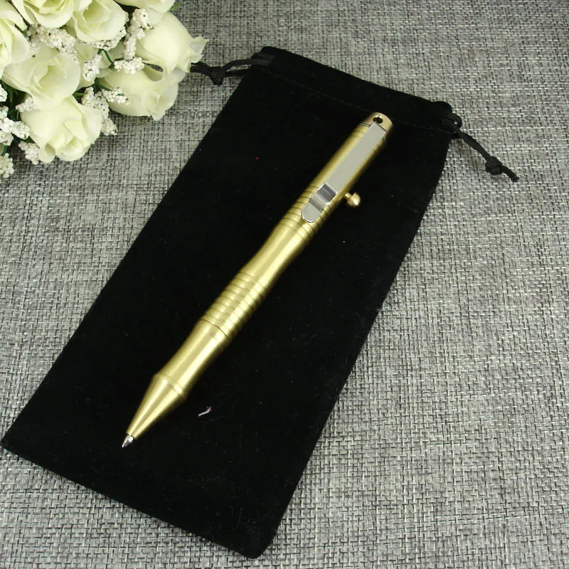 

High-Quality Meticulous Brass Pen Tactical Ballpoint Bullet Pen Metal Portable Pocket For Business Office EDC Signature Golden