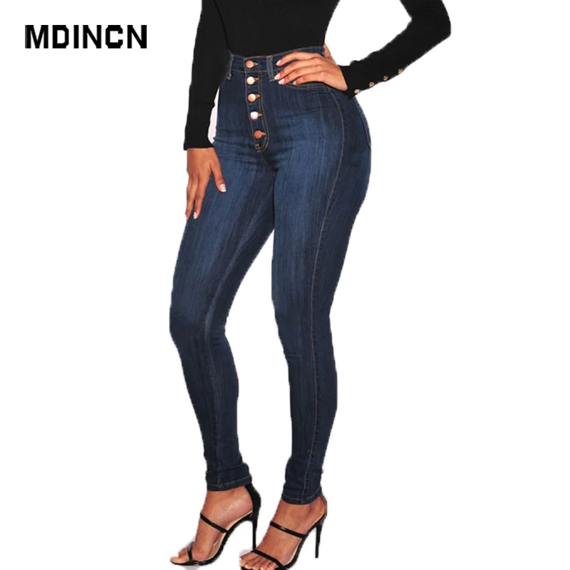 Женские джинсы MDINCN размера плюс однотонная цветная джинсовая ткань сексуальные