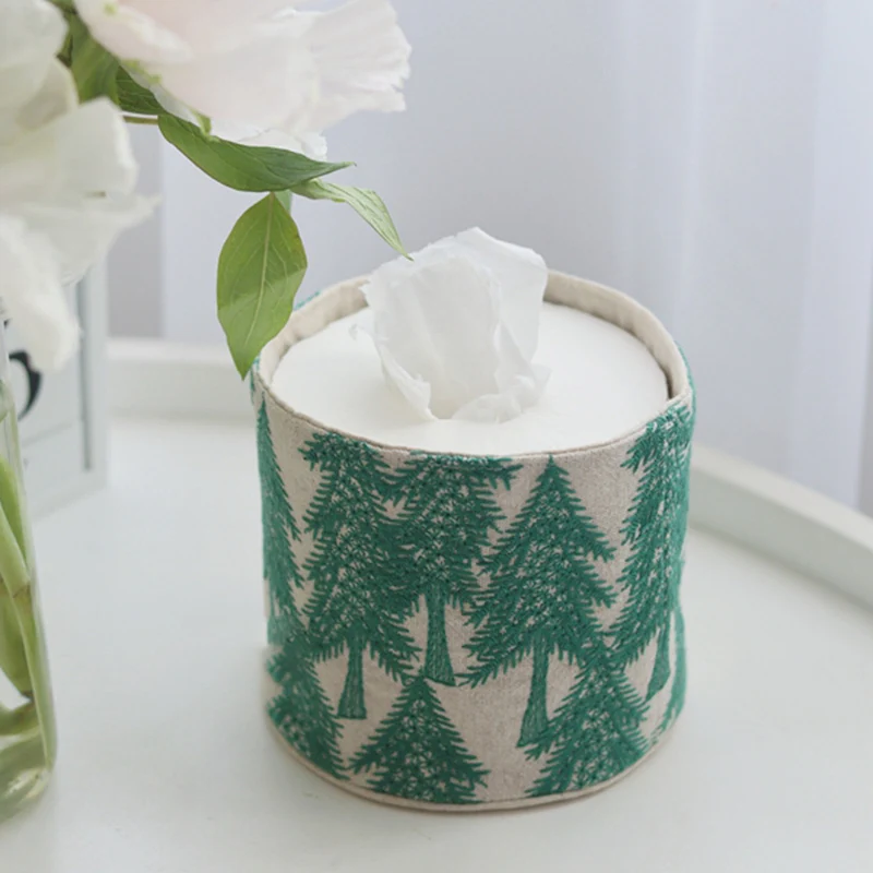 

Tissue Boxes коробка для салфеток Simple Embroidery Cotton Linen Cloth Art Roll Paper Tube Home Room Personality Paper Towel Set