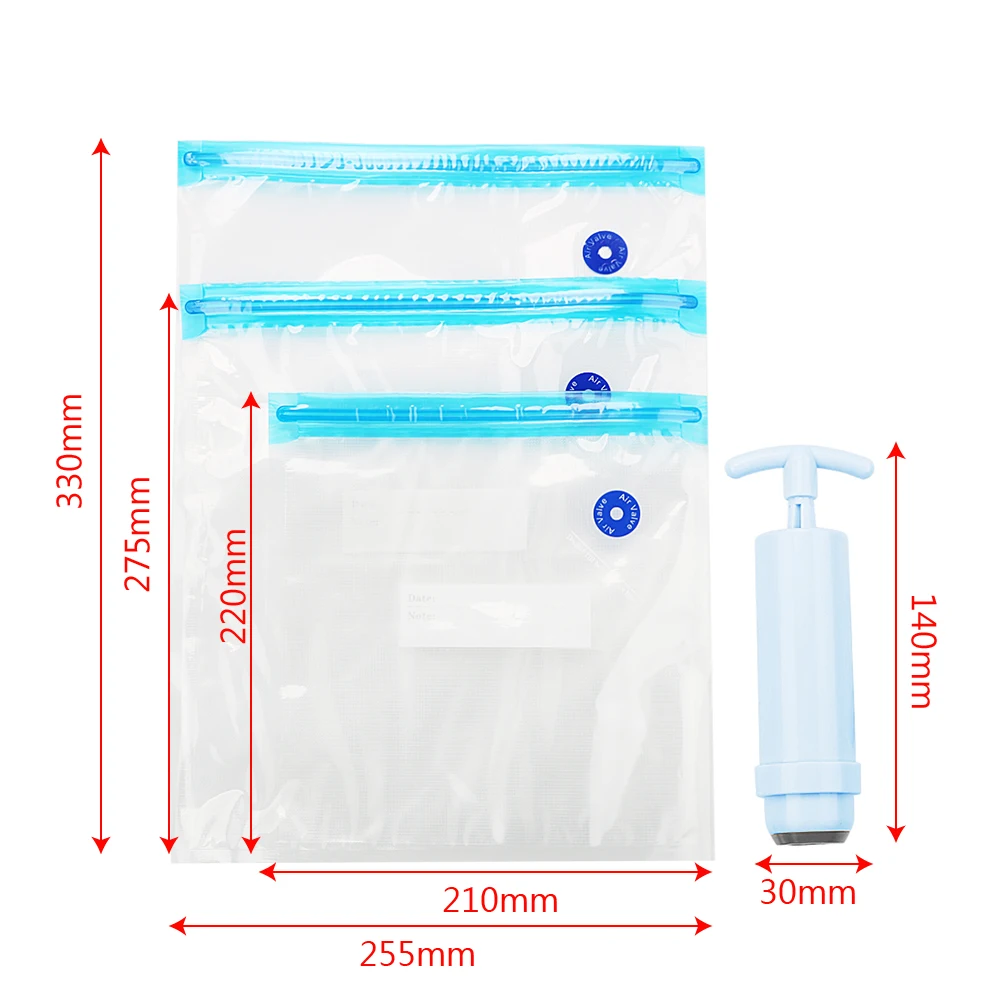 

Refrigerator Bags Vacuum Food Fresh Bag Kitchen Organizer Vacuum Sealer Manual Vacuum Pump Reusable Food Storage Bag