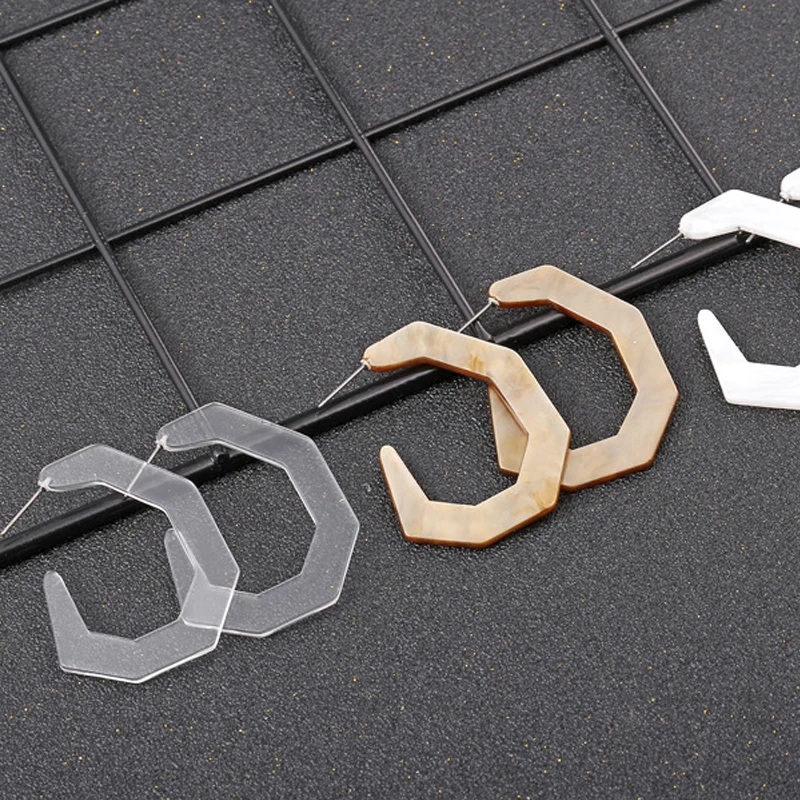 Женские акриловые серьги кольца M & G черные крупные из ацетатной смолы синего