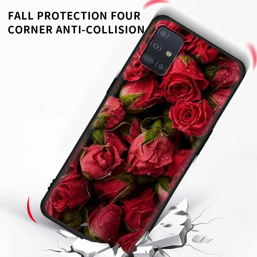 

Rose Flower Capa for Samsung A51 A71 Tpu Cover for Galaxy A21s A31 A41 A12 A01 M31 M51 M30s Soft Phone Case Sac