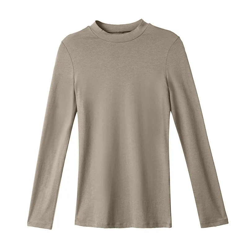

Spring and Autumn Long-sleeved T-shirt Women's Modal Base Shirt Solid Color Slim Simple All-match Half-height Collar Women's Top