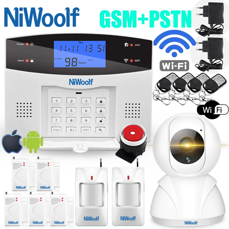 Wifi PSTN GSM сигнализация 433 беспроводной проводной детектор сигнализации умный дом релейный выход приложение английский/русский/испанский/Франция/Итальянский