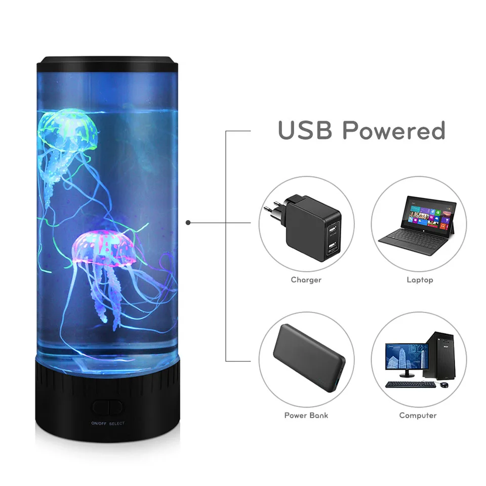 Светодиодная Медуза с питанием от USB Детская Ночная цветная лампа для спальни