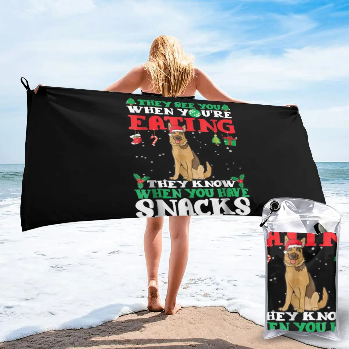 Официальное рождественское забавное полотенце для влюбленных немецкой овчарки