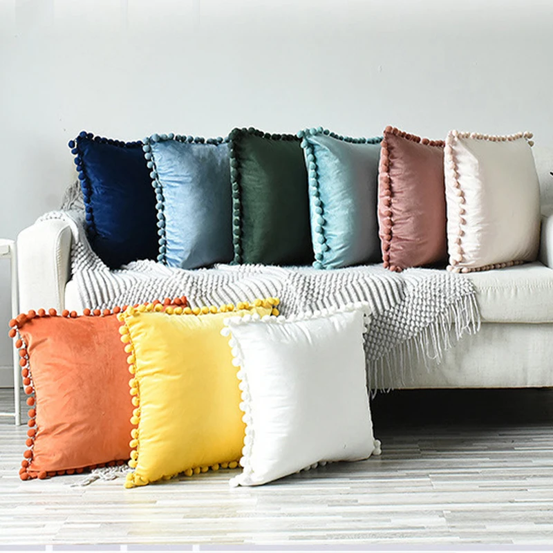 

30*50cm Solid Color Pillow Cover Velvet Fabric Throw Cushion Cover With Tassel Pillowcover Home Decoration Pillowcase 40823