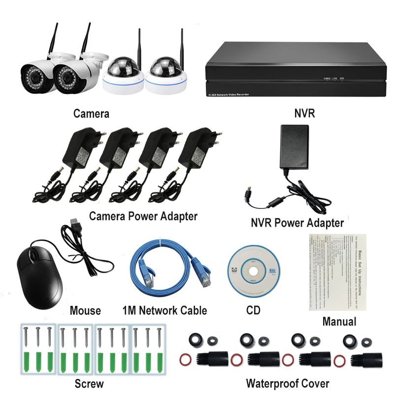 HJT H.265 4CH IP камера комплект системы 5.0MP WIFI 8CH NVR видеонаблюдения CCTV Набор Открытый