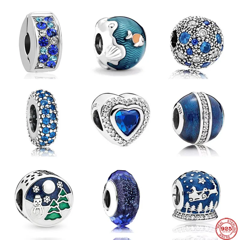 Новый рождественский зажим с синим океаном снеговиком оленем безопасные бусины