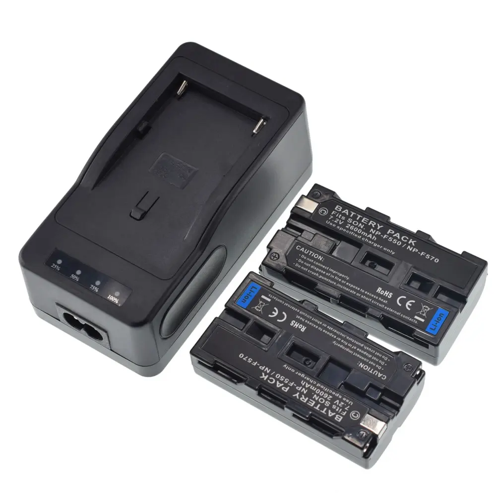 2 Батарея для Sony NP F550 F330 F750 F960 F970 F770 + быстрое Зарядное устройство|Цифровые