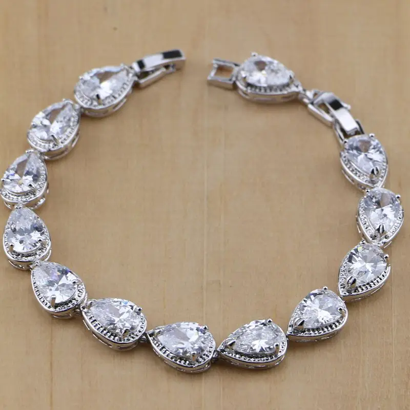 Комплект из колье серёг кольца и браслета серебра 925 пробы|jewelry sets women|zircon jewelry