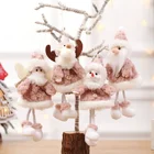 Новогодняя розовая плюшевая Рождественская елка орнамент милый снеговик лося плюшевая кукла Рождественская елка кулон Санта-Клаус Ангел Рождественская елка Декор