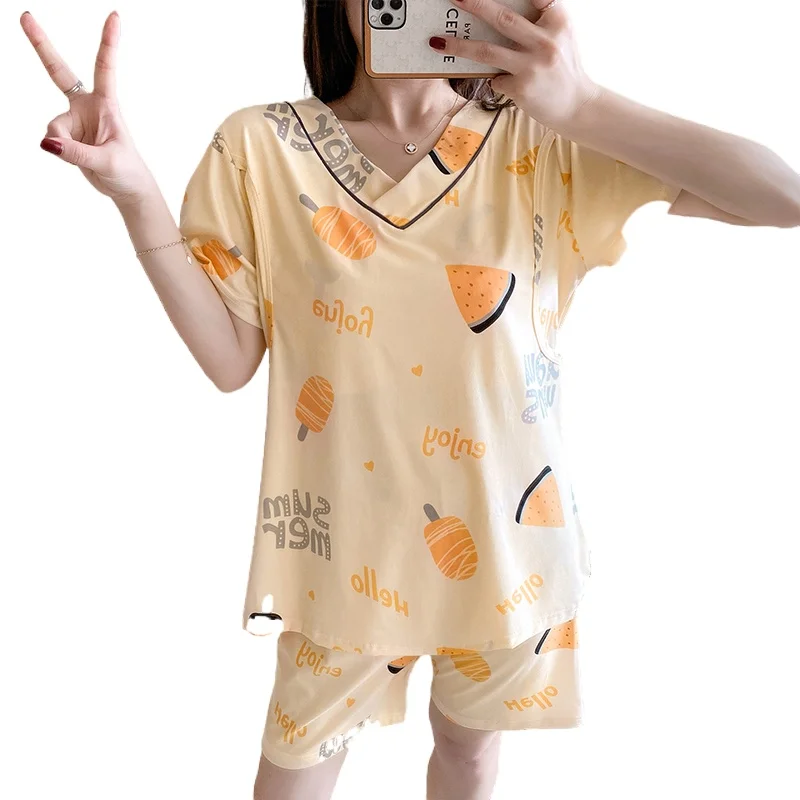 Осенний комплект для беременных и кормящих матерей Пижама Послеродовая Ночная