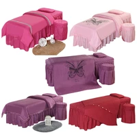 multu style 4pcs beauty salon bedding sets massage spa fitted table skirt pillow cover stool cover spa sheet high quality