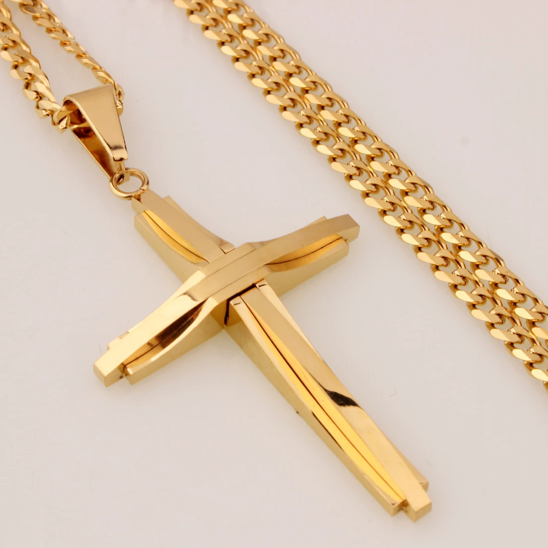 Ожерелье Granny Chic Top полированное с кулоном в виде Креста Иисуса для мужчин и женщин