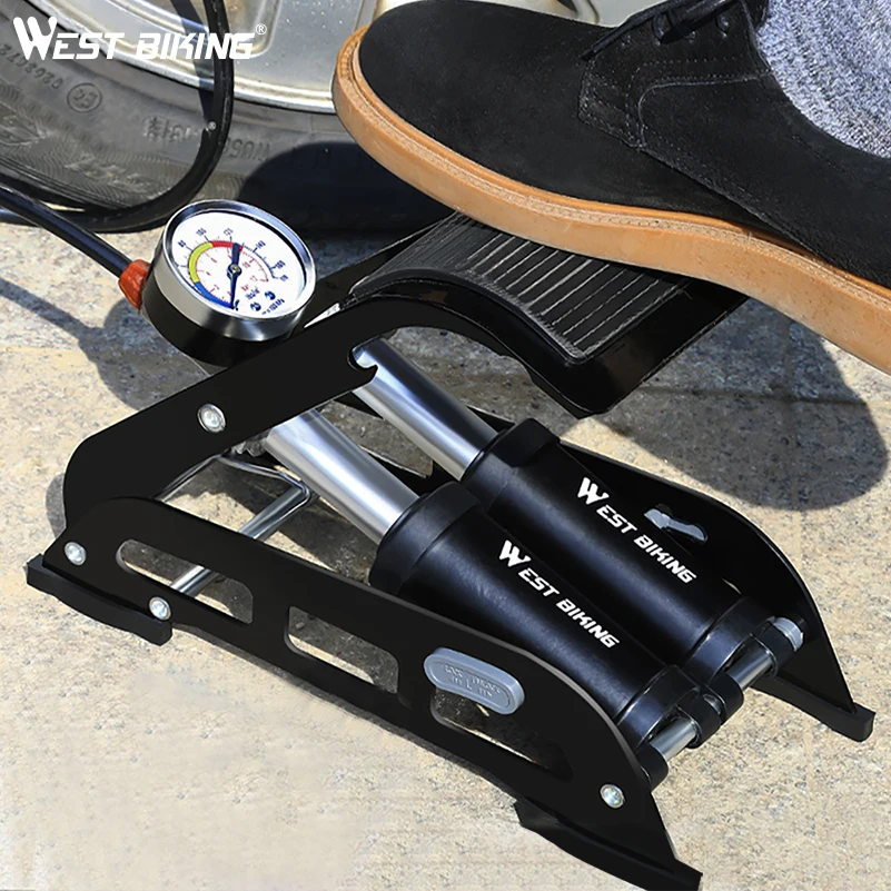 

WEST BIKING Bicycle Foot Air Pump High Pressure No-Slip Cycling Pump Double Tube Schrader Presta Car Motorcycle MTB Bike Pump