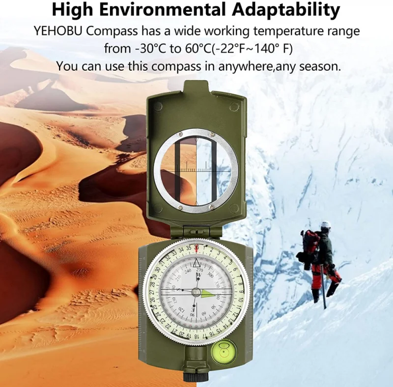 

K4580 Lensatic Compass High-Precision Military American Style Multifunctional Prismatic Compass Night For Outdoor Camping Hiking