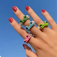 2021 new trend cute frog ring blue pink green beads lovely animal aesthetic rings for women friendship vacation accessories