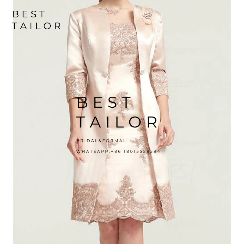 Короткие платья для матери невесты свадьбы с аппликацией вечерние свадебные