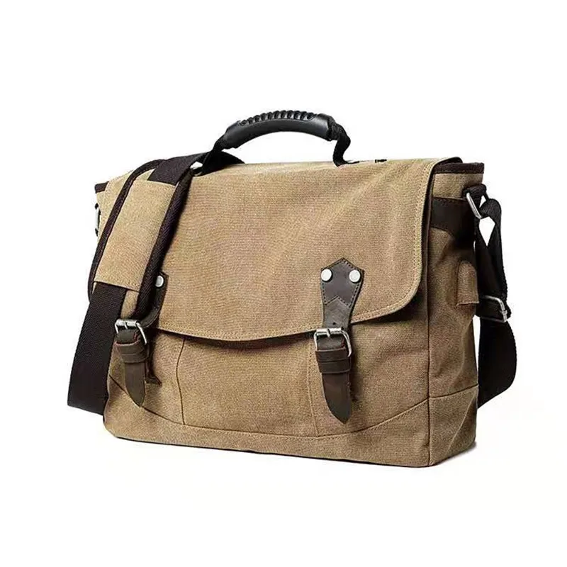 Meipitila canvas shoulder bag men's European and American leather computer bag multifunctional European and American handbag