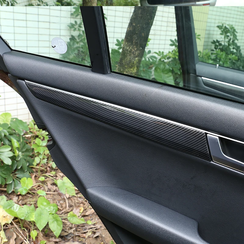 Для Mercedes Benz C Class W204 C180 C200 2009- декоративная панель для межкомнатной двери автомобиля, аксессуары для отделки 4 шт