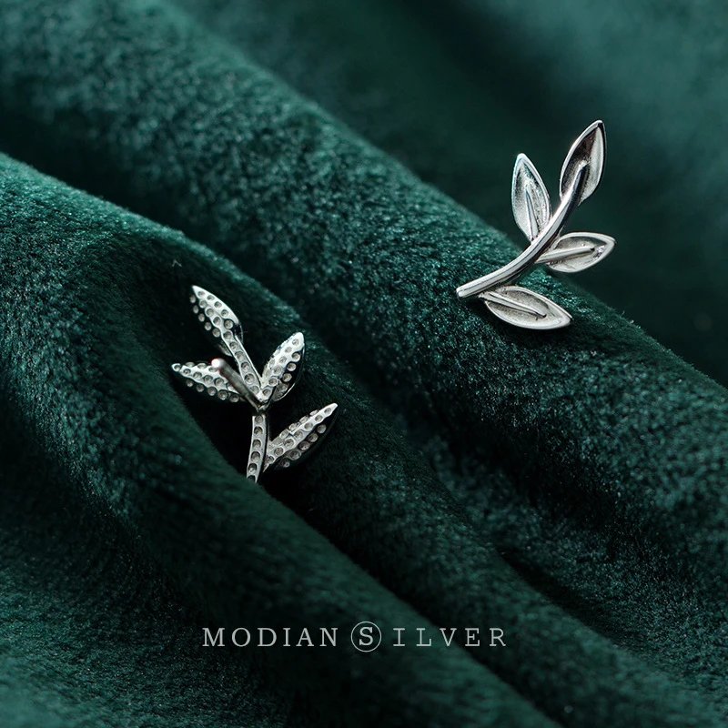 Modian Серебро 925 серьги-гвоздики в форме растения для Для женщин пробы серебро