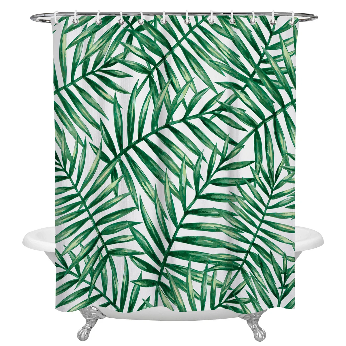 

Дождевая душевая занавеска с зелеными листьями, художественная Водонепроницаемая Штора для ванной комнаты, украшение для дома