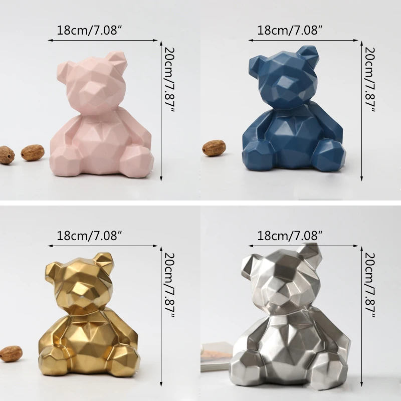 

Nordic Geometric Animal Bear Ceramics Ornaments Simple Crafts Miniature Home Decoration Accessories Living Room Desktop Figurine