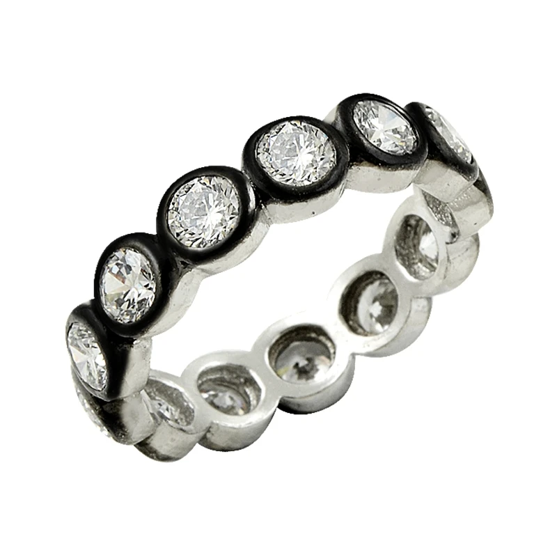 

Серебряное кольцо Silverlina 4 мм с круглым фианитом и родиевым покрытием, кольцо Tamtur