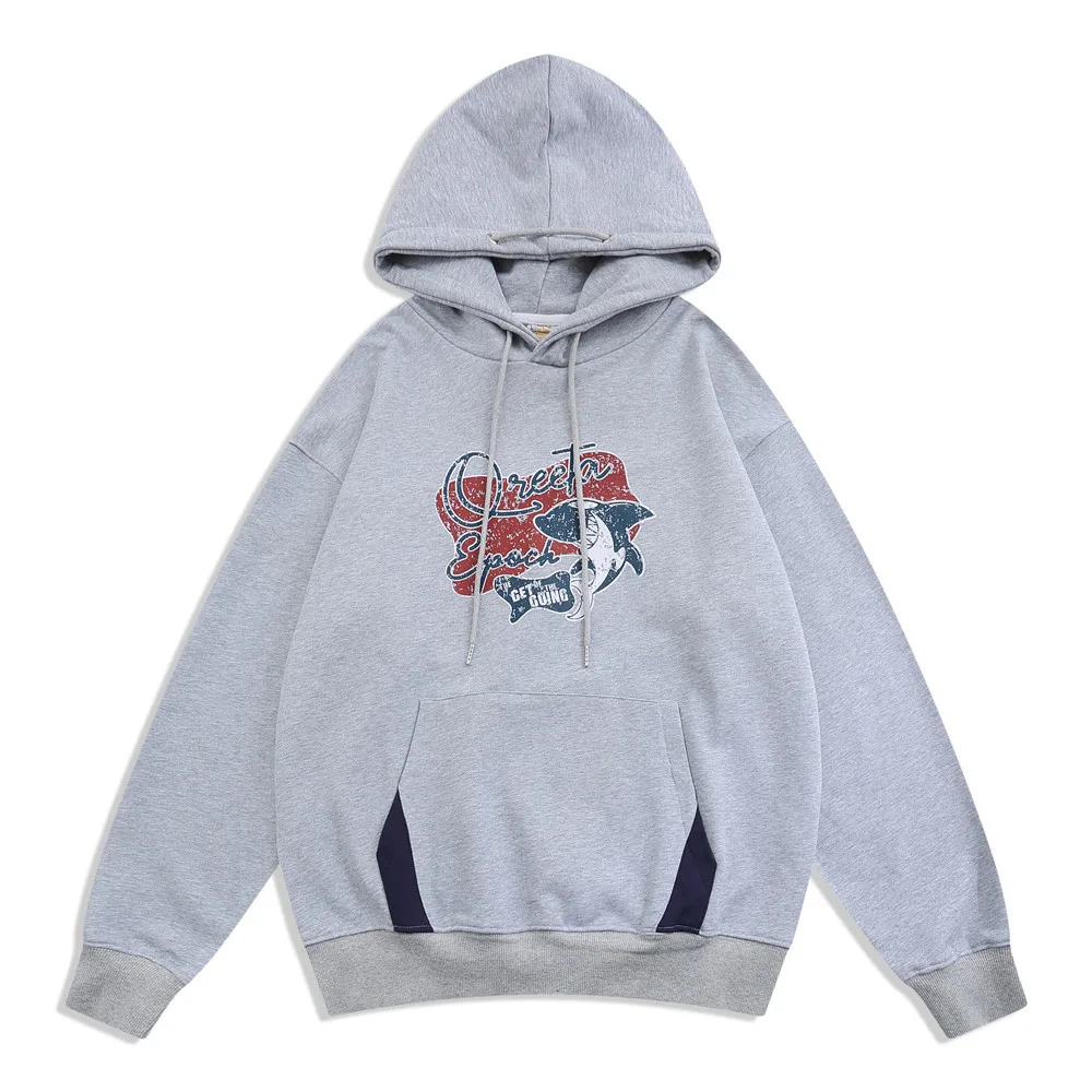 

Свитшот мужской с капюшоном и мультяшным принтом акулы, уличная одежда в стиле хип-хоп, пуловер оверсайз, винтажный Повседневный хлопковый ...